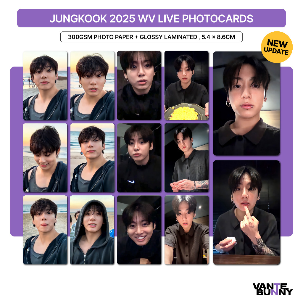 JK Jungkook WV 2025 Live Photocards Fanmade Photo Card Set A4 4R PC โดย vantebunny