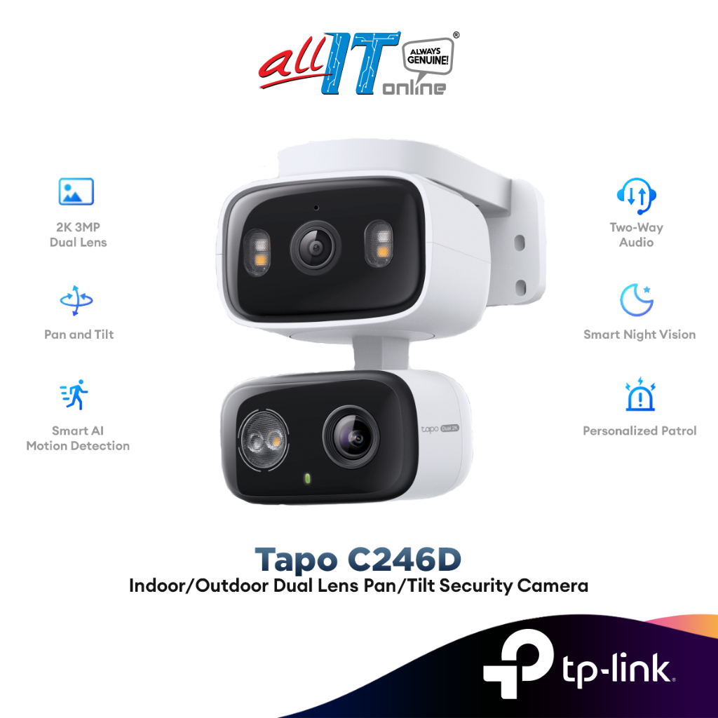 TP-Link Tapo C246D Indoor/ Outdoor Dual Lens Pan/Tilt Security Camera