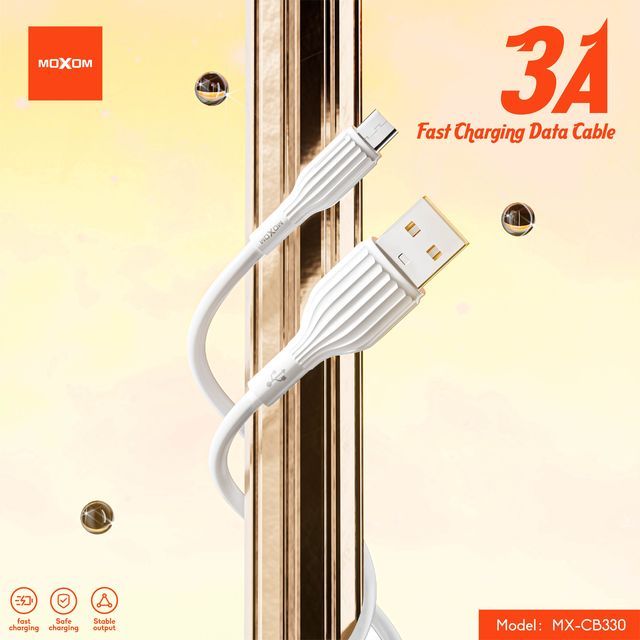 MOXOM MX-CB330 1 เมตร 3A สายเคเบิลข้อมูลการชาร์จอย่างรวดเร็ว