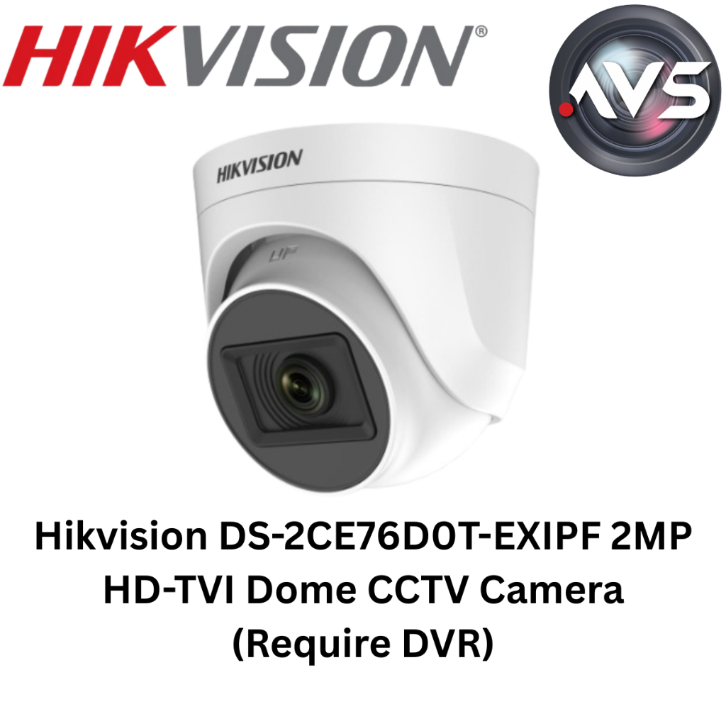 Hikvision DS-2CE76D0T-EXIPF 2MP HD-TVI กล้องวงจรปิดโดม (Require DVR)