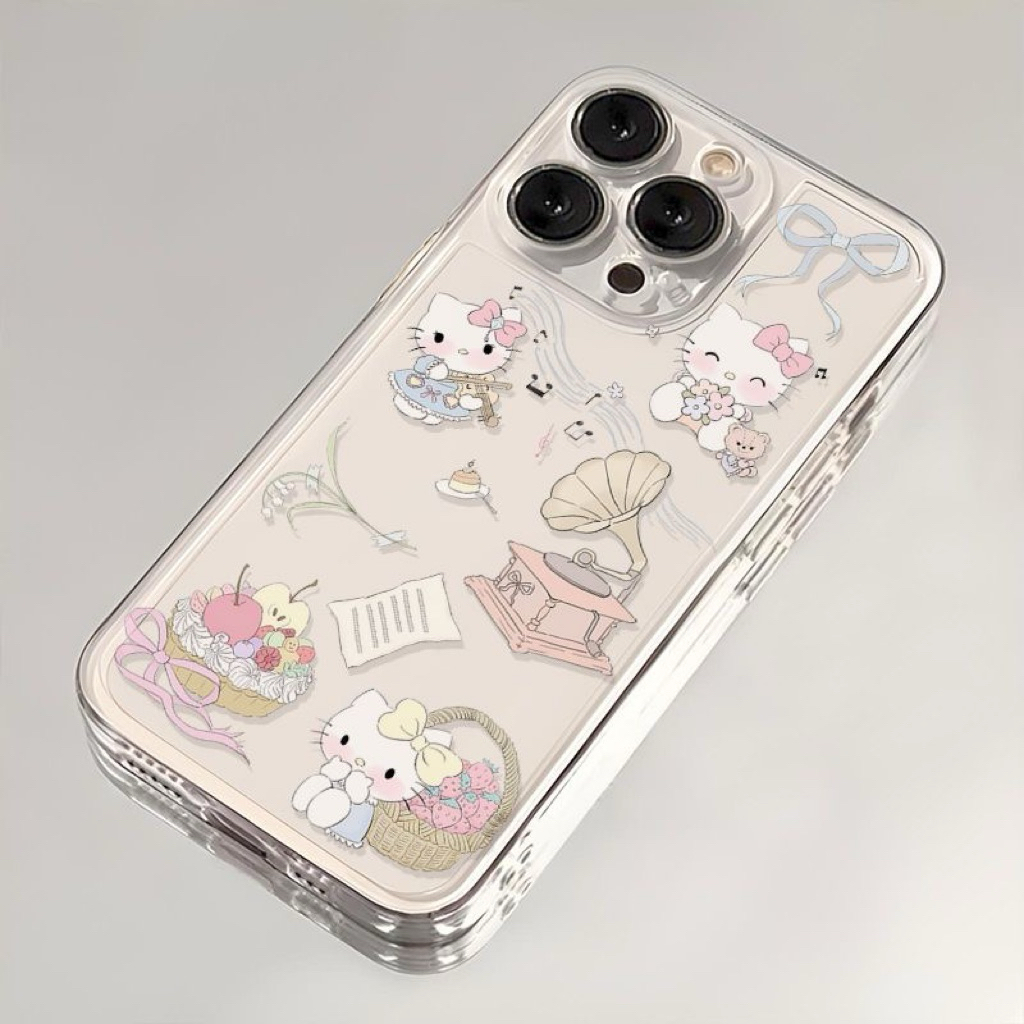 W2 Lab iPhone 17 Pro Max/16/15/14/13/12/11/Xs Case Soft Sarung Telefon Hello Kitty ไวโอลิน可爱小提KT猫手机
