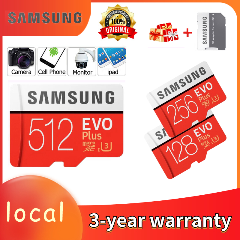 Samsung SD Card 512GB Micro256G 128GB Class10 U3 SDXC-Class EVO+ การ์ดหน่วยความจํา Micro SD