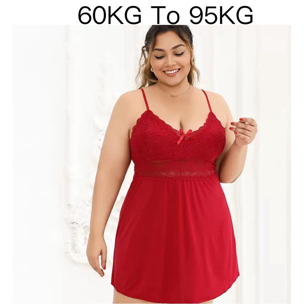 Plus ขนาดลูกไม้ Nightdress สําหรับผู้หญิง 60KG-95KG ชุดนอนเซ็กซี่ชุดชั้นในชุดนอนสบายชุด Psn275