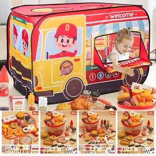 Kids Kitchen Pretend Play Set Toys Replica Fast Food Hamburger Fried Chicken Family Bucket Playhouse