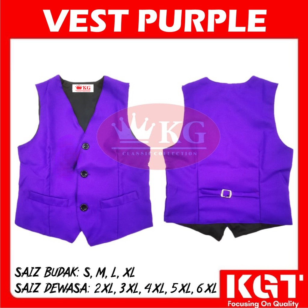 KGT VEST PURPLE SEKOLAH PENGAWAS SEKOLAH RENDAH & SEKOLAH MENENGAH JENAMA KGT