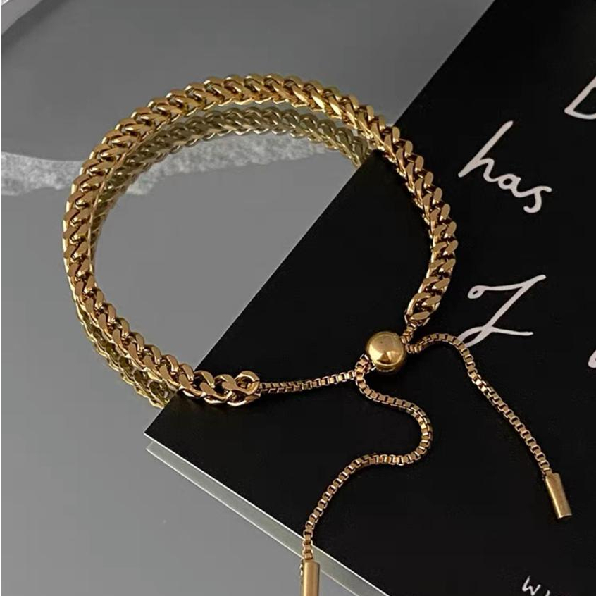 BRAIDED CHAIN BRACELET TITANIUM STEEL JEWELERY GOLD GOLD GOLD GOLD GOLDEN GELANG TANGAN ANTI KARAT