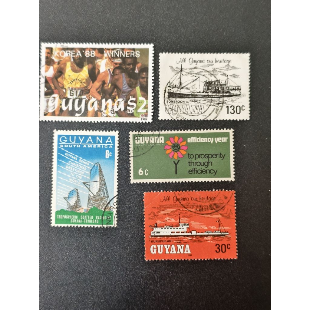แสตมป์ AK16 Guyana 5 แบบคละใช้