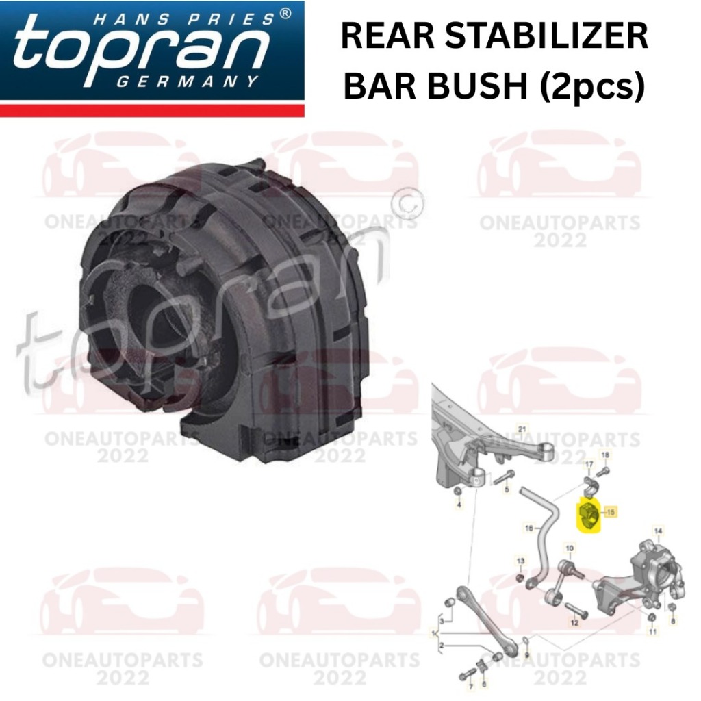 TOPRAN GERMANY REAR BELAKANG 2PCS STABILIZER BAR BUSH AUDI TTS 2.0 8J3 8J9