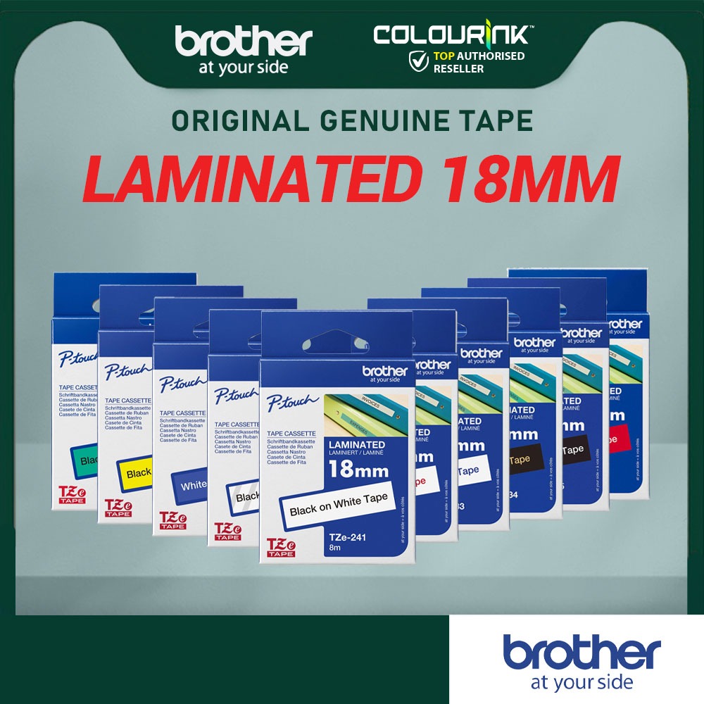 Brother TZe 18 มม.ลามิเนต P-Touch สติกเกอร์เทปสําหรับ D450 D600 P700 P750W P900W P950NW P700