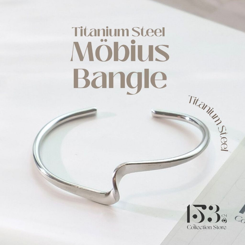 153Titanium Steel Möbius Twist Bracelet – Minimalist Open Cuff Bracelet Gelang Pasangan สไตล์เกาหลี