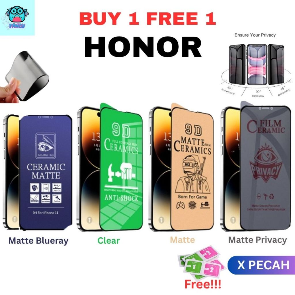 (ซื้อ 1 ฟรี1) สําหรับ HONOR X7D,90Lite,200Smart,8X,X8,X8B,X7A,X7B,X7,X6A,X5 หน้าจอเซรามิก