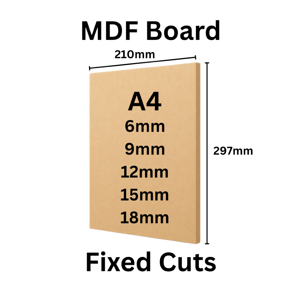 บอร์ด MDF ตัดขนาด A4 6mm 9mm 12mm 15mm 18mm (210 x 297)