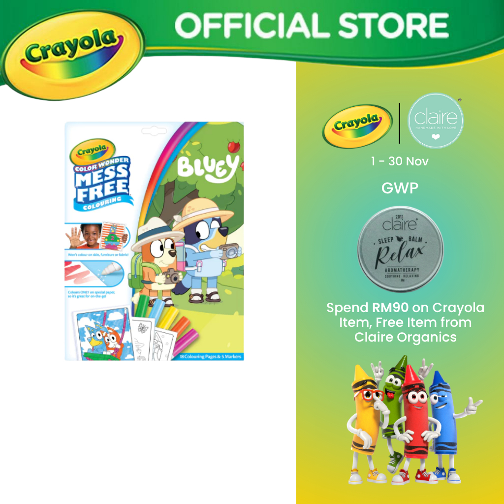 [ใหม่] Crayola Bluey Family Trip - Color Wonder Mess Free - Foldalope - 18 Coloring front & 5 Marker