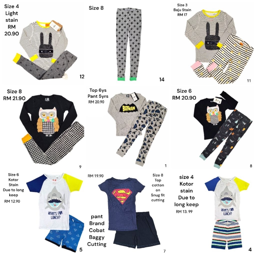 Cotton On Reject Pyjamas Playset 1-8 ปี