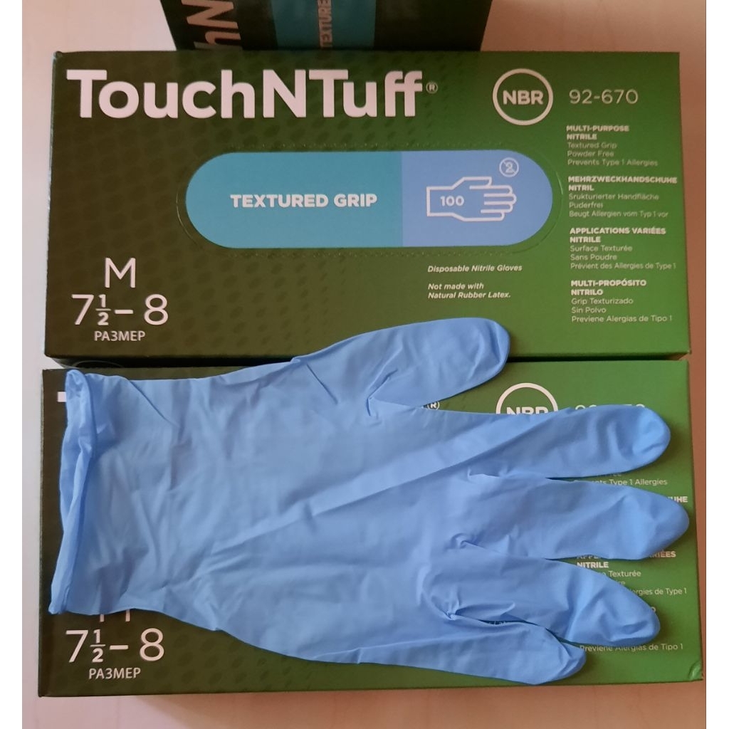 Ansell Nitrile Glove ไซส์ S & M , 92-670(สีน้ําเงิน) & 92-600(สีเขียว) 30pcs/pk, 50pcs/pk