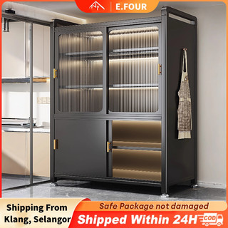 Rak Kabinet Dapur Kitchen Sliding Door with Doors&Wheels Microwave Oven Racks Storage Cabinet Shelfs