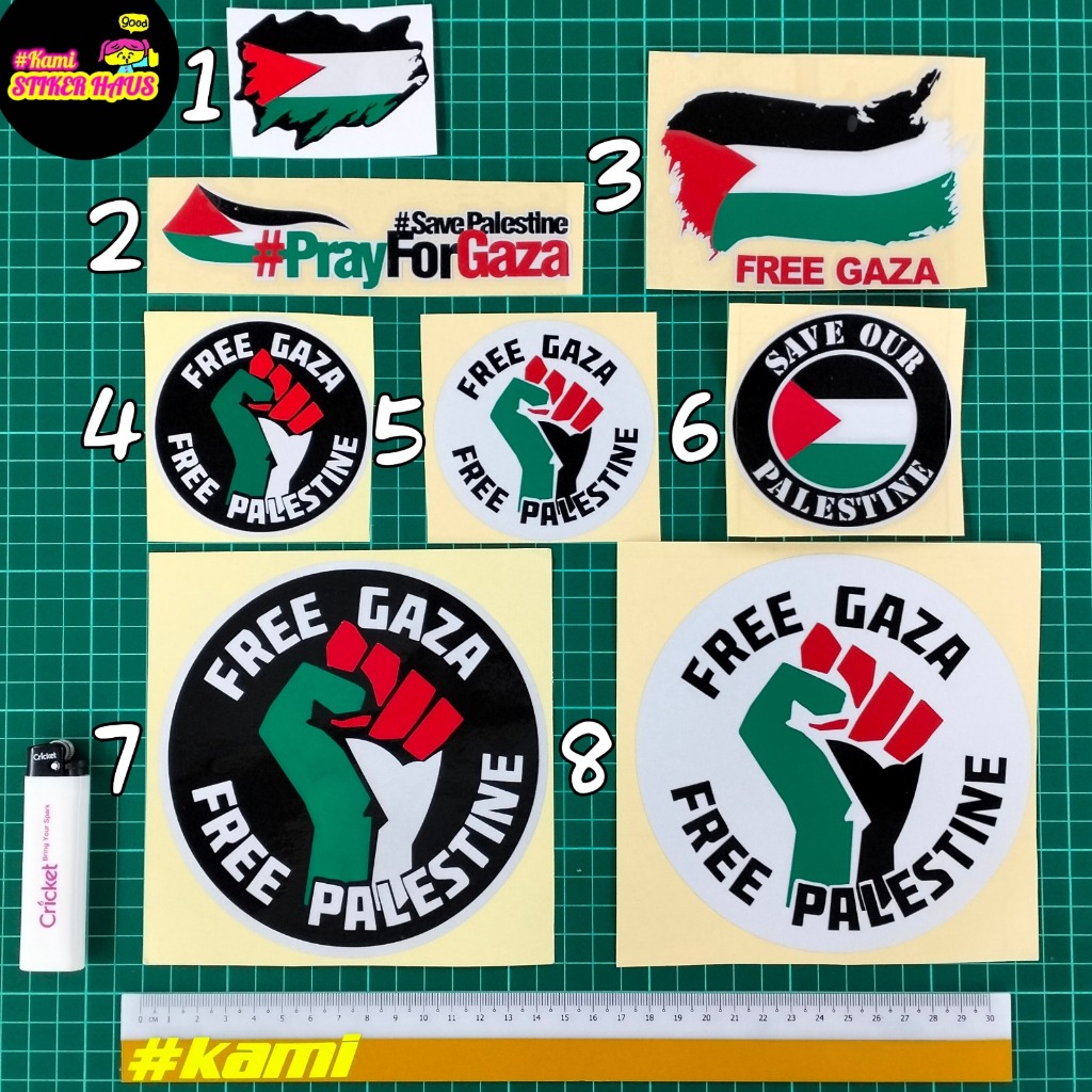 ฟรี Gaza ฟรี Palastine/ประหยัดเรา Palestine/ PrayForGaza SavePalestine Gaza ธงสติกเกอร์ตัดทับซ้อนกัน