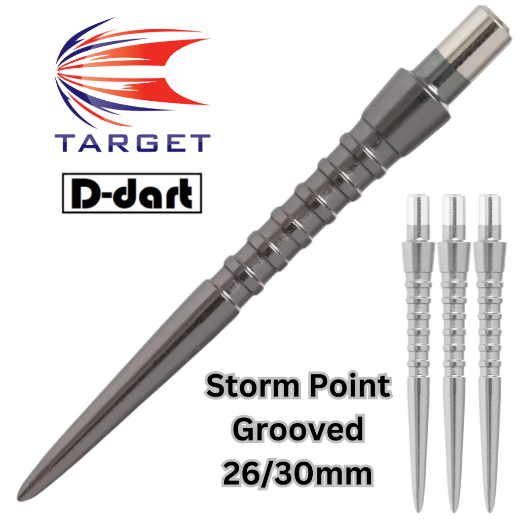 Target Dart Point - Storm Grooved Point Black/Silver Replacement Steel Darts Point 3 ชิ้น/แพ็ค
