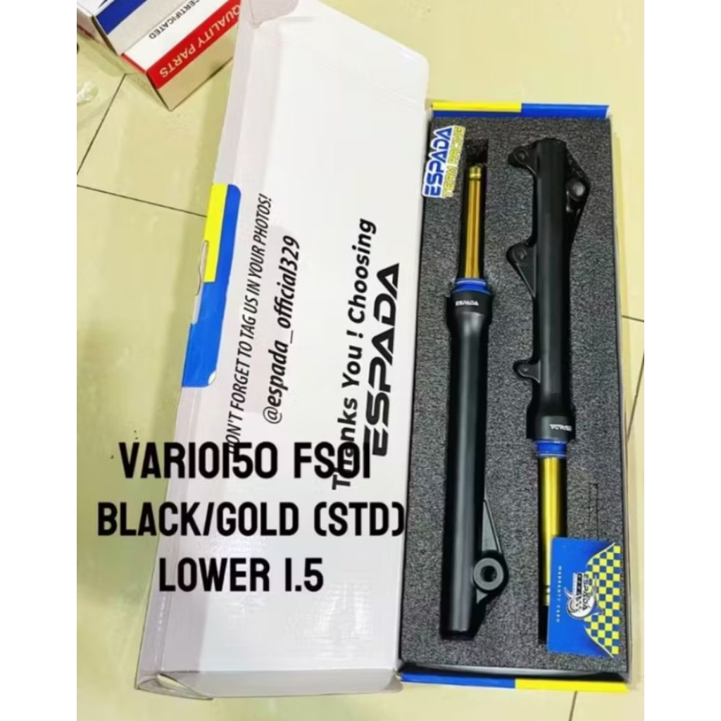 FORK VARIO 150 BEAT 150 FI V2 ICON FI SPACY FORK BLACK GOLD BRAND TOBAKI ESPADA