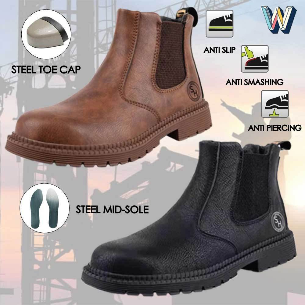 Swiss Hammer Mens Waterproof Work Safety Boots Leather Boots Safety Boots Steel Toe Shoes Kasut kese