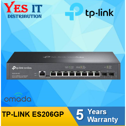 TPLINK OMADA 6-PORT GIGABIT EASY MANAGED SWITCH พร้อม 4-PORT POE+ ES206GP