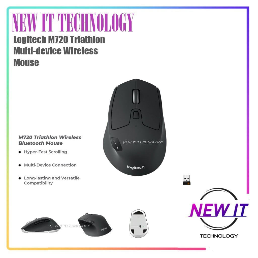 Logitech M720 Triathlon Bluetooth + USB 1000dpi Optical Right Handed Mouse – สีดํา (910-004792)
