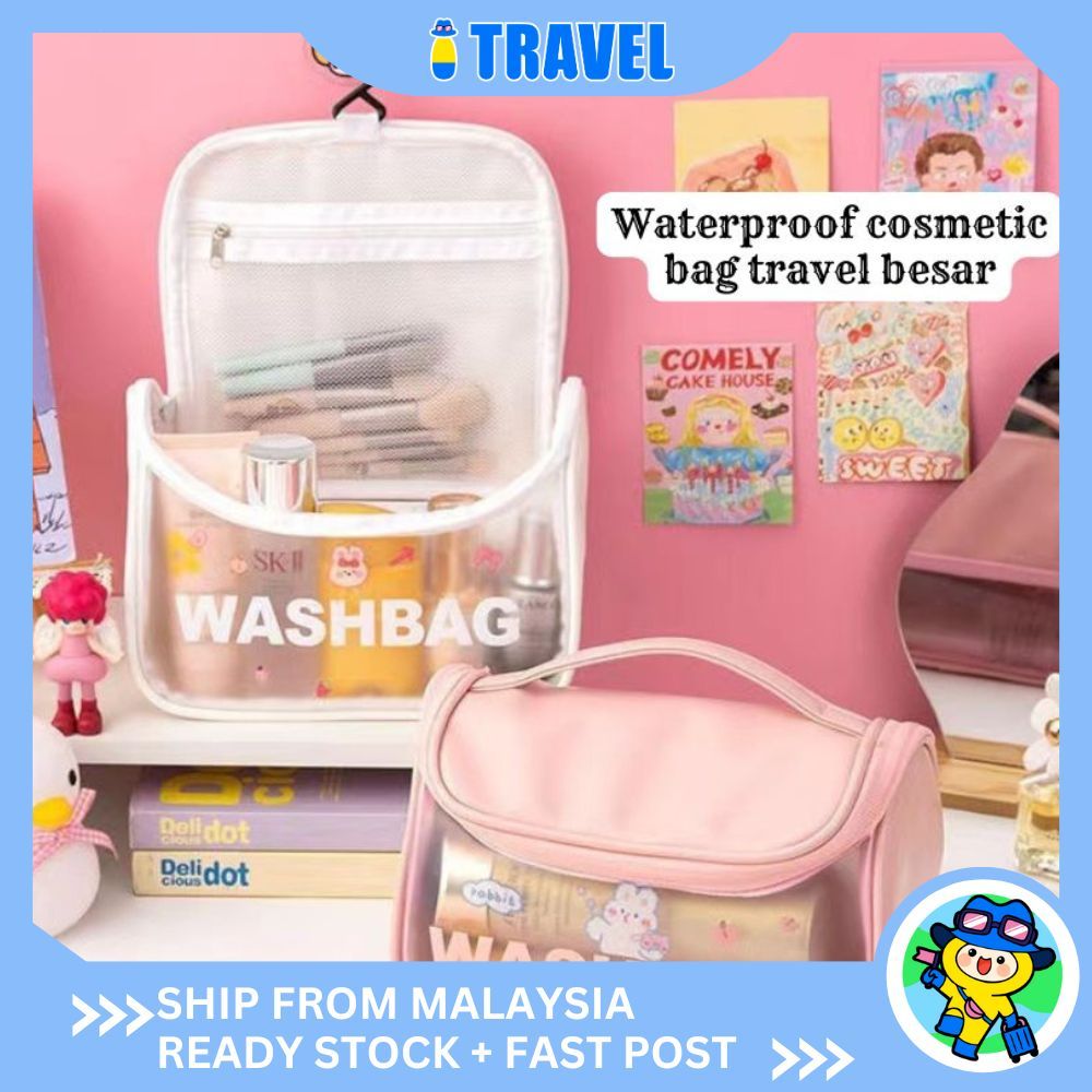 ITRAVEL 2346 มัลติฟังก์ชั่นโปร่งใสกระเป๋าเดินทางเครื่องสําอางแขวนกระเป๋าแป้ง Komestik beg