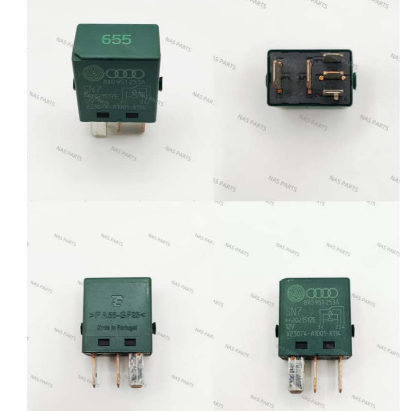 VOLKSWAGEN AUDI 655 RELAY 5PIN 12V 8X0951253A / V23074-A1001-X114 ผลิตในพอร์ต
