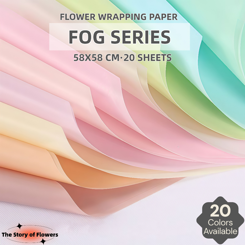 20 ชิ้น monochrome matte เกาหลีธรรมดากระดาษกระดาษห่อ Kertas Bunga Wrapper Bouquet