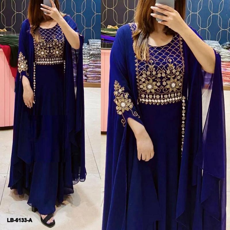 (S TO 3XL) ปาร์ตี้สวยๆ Wear Faux Georgette Gown-LB-6133