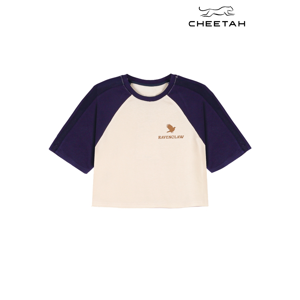 CTH Unlimited ผู้หญิง Harry Potter Ravenclaw หลวม Fit Scuba ถักแขนสั้นรอบคอ Crop Top CUW-916860