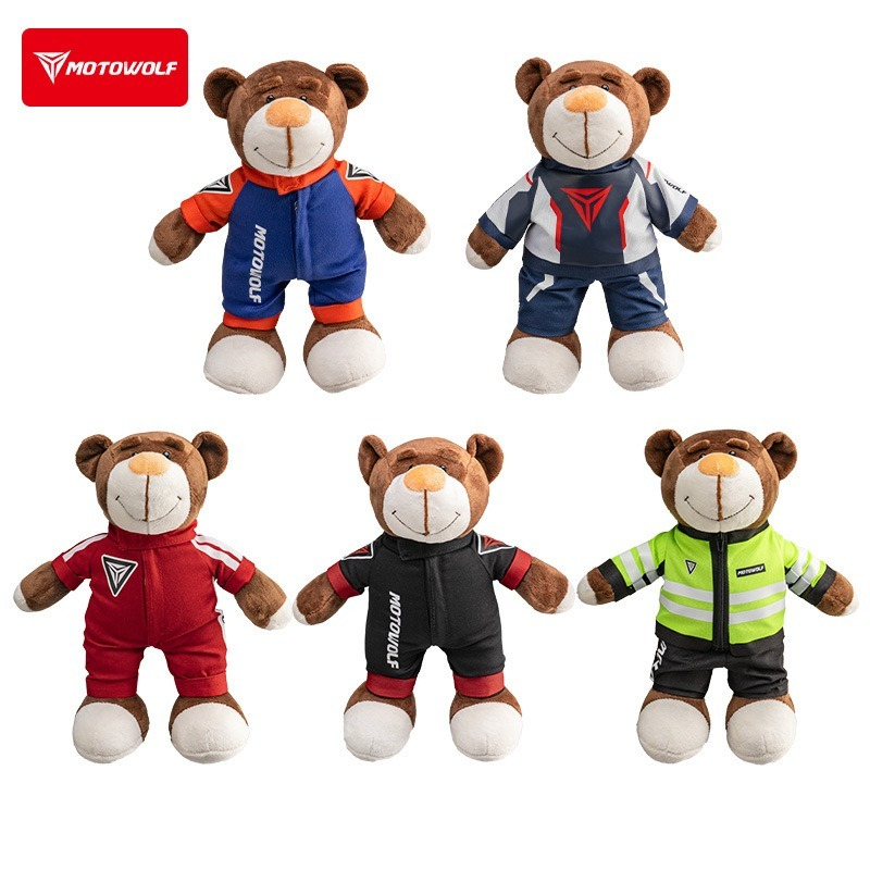 MOTOWOLF Motorcycle Biker Bear Plush Toy Pendant (30cm) – ตกแต่งขี่น่ารักสําหรับรถจักรยานยนต์/กระเป๋าเป้สะพายหลัง