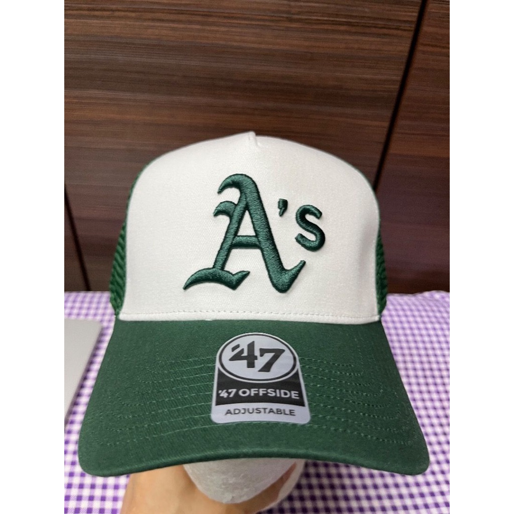 47 Offside Oakland Athletics หมวกมรกตสีขาว Snapback แบบปรับได้