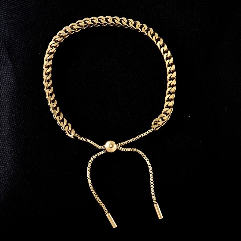 GOLD BRAIDED CHAIN BRACELET TITANIUM STEEL JEWELERY GOLDEN GELANG TANGAN ANTI KARAT