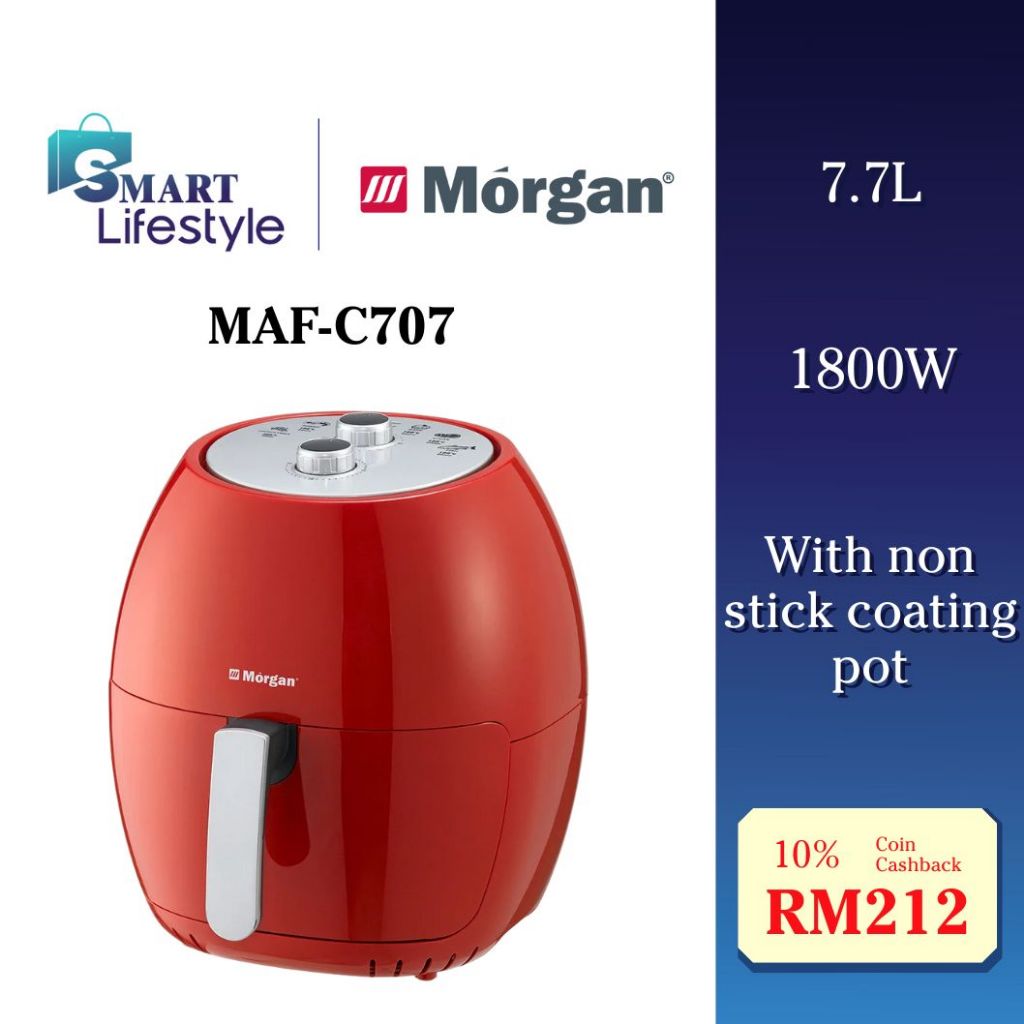Morgan 1800W Air Fryer (7.7L) MAF-C707 / Morgan 1500W Digital Air Fryer (4.5L) พร้อมการตั้งค่าการทํา