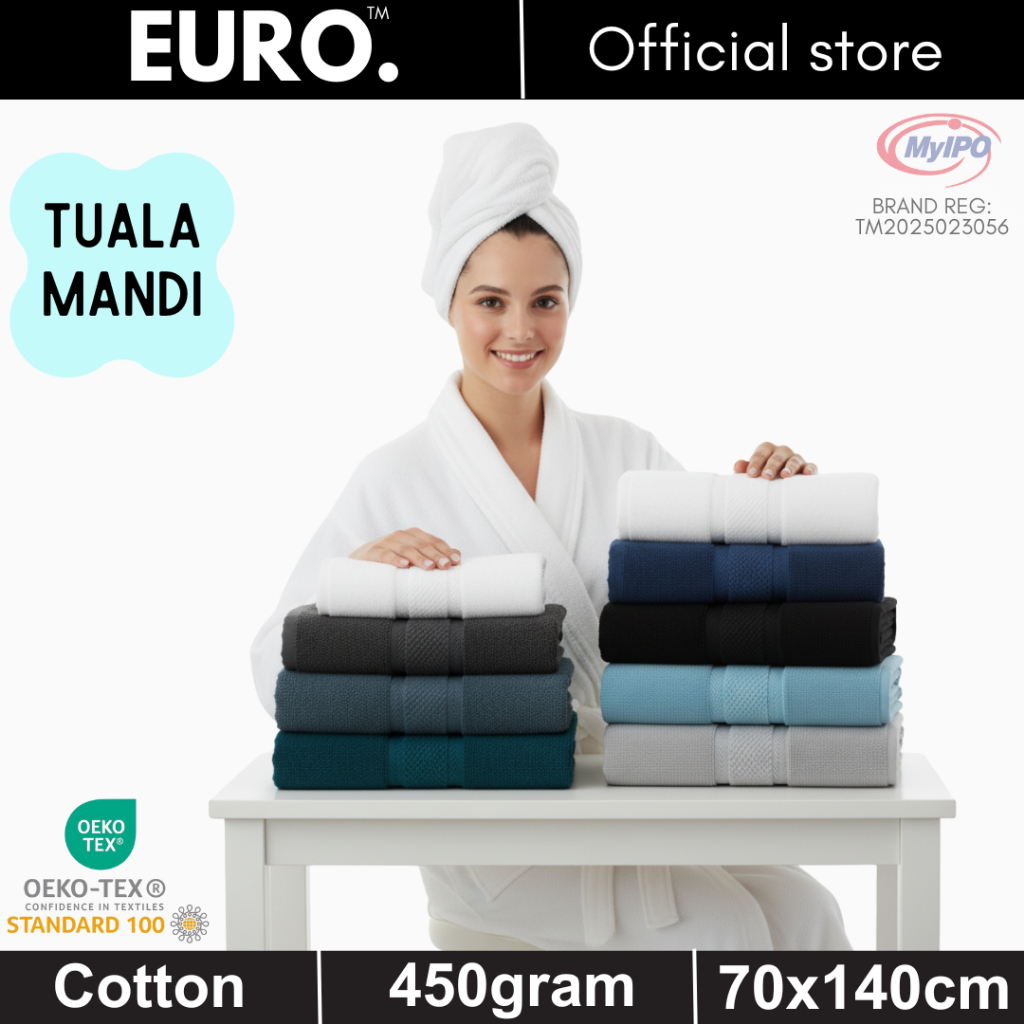 EURO TOWEL 70x140cm ผ้าเช็ดตัวผ้าฝ้าย 500gms ดูดซึมสูง