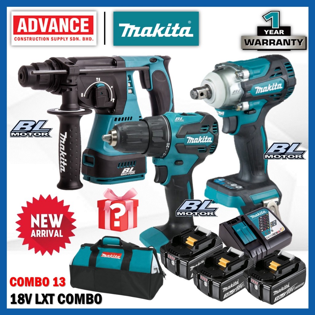 MAKITA 18V LXT Combo Set RM3988 ( DHR242Z ค้อนรวม / DTW300Z ประแจผลกระทบ / DHP490Z สว่านกระแทก )