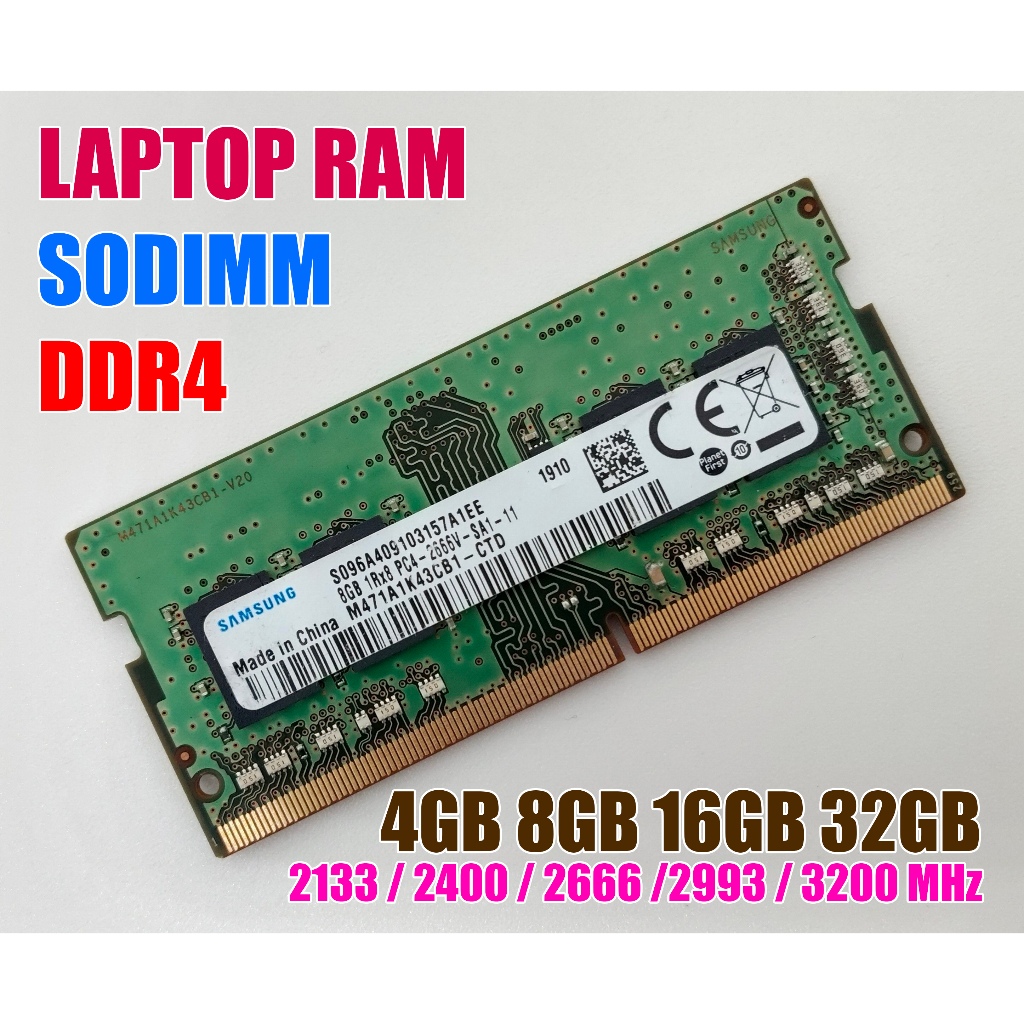 [ใช้แล้ว] Samsung / SKhynix / Kingston / หน่วยความจําแล็ปท็อป RAM DDR4 4GB 8GB 16GB 32GB 2133 2400 2