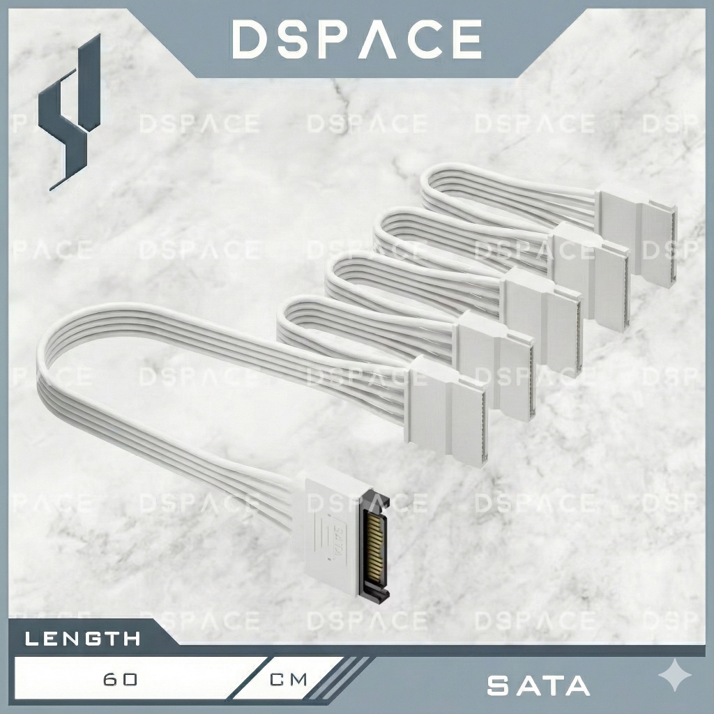 Dspace 18AWG สายต่อแยกไฟ SATA สีขาวสําหรับ Harddisk HDD SSD Server และอื่นๆ