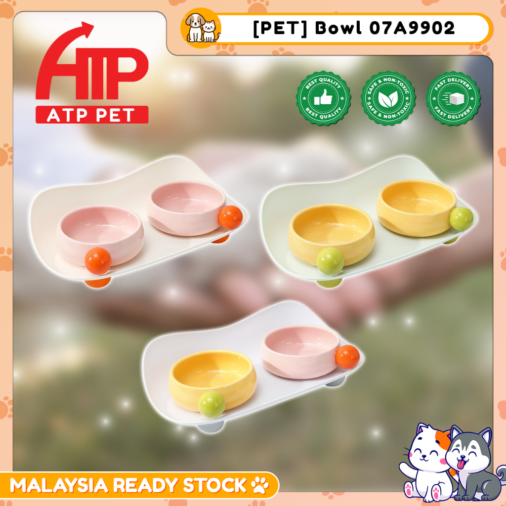 ATP PET Mangkuk Haiwan Candy เซรามิคชามคู่สัตว์เลี้ยงจานให้อาหารชามแมว Creative ขนาดใหญ่เส้นผ่านศูนย