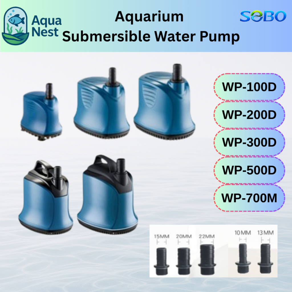 SOBO ปั้มน้ําใต้น้ํา Akuarium D-Series [WP-100D/WP200D/WP300D/WP500D/WP700D] Senyap & Kuasa Tinggi/ป
