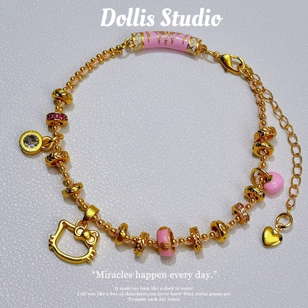 [DollisStudio]Gelang Tangan Kuching Kitty Pink Bracelet Lucky Bracelet Adjustable Classic Elegant Br