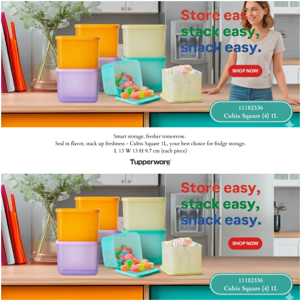 Tupperware Cubix Square 1L 4 ชิ้น