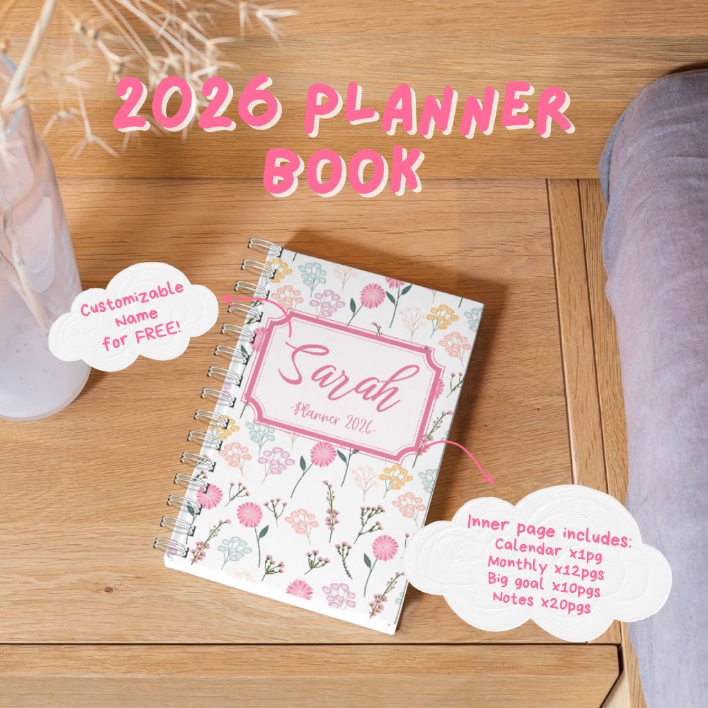 สมุดแพลนเนอร์ 2026 พร้อมปฏิทินชื่อตามสั่ง