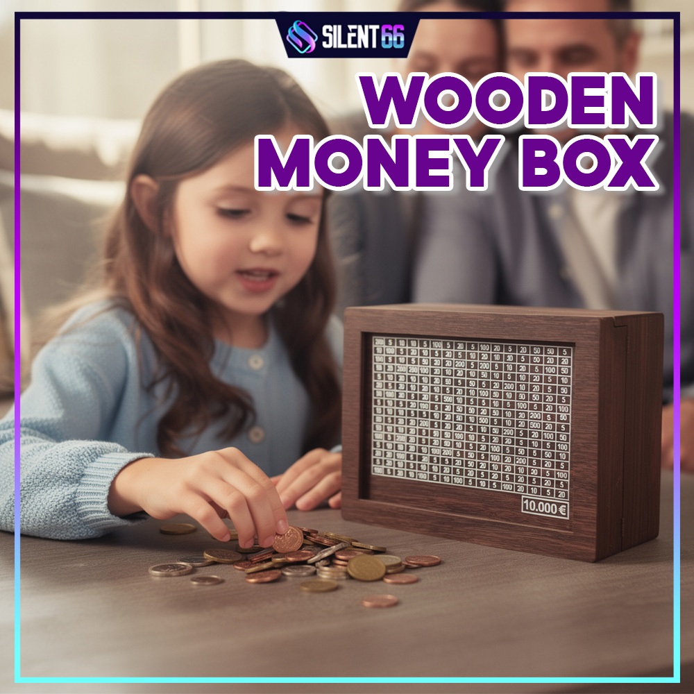 MONEY BOX หลอดเงินแบบใช้ซ้ําได้ทํามือ, MONEY Storage Craft - WOODEN MONEY BOX