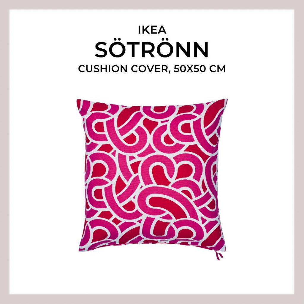 ปลอกหมอนอิง Ikea SÖTRÖNN สีชมพูสด/แดง 50×50 ซม. SOTRONN