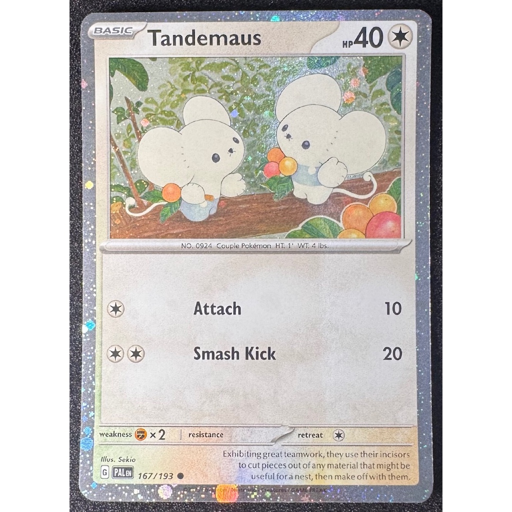 2023 Pokemon Pal En-Paldea Evolved 167 Tandemaus Paldea Adventure Chest Cosmos Holo การ์ดเกม 8494-85