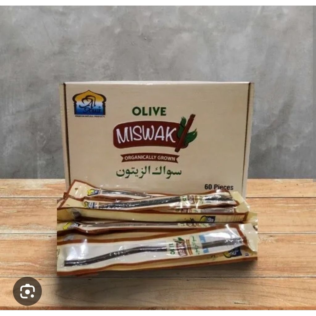Miswak Al Khair 1 กล่อง (60 ชิ้น) Olive (Zaiitoon) Regular Miswak - Organical Oral Care Tooth Miswak