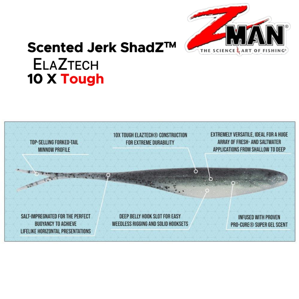 Z-MAN – SCENTED JERK SHADZ 5″ x 5PCS เหยื่ออ่อนล่อนุ่ม ราคา ถูกที่สุด ดีลบีเคเค แกลเลอรีภาพที่ 4
