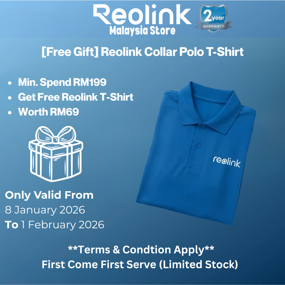 Reolink Collar Polo T-Shirt Premium Cotton สีฟ้า พร้อมการซื้อ Min Spend RM199